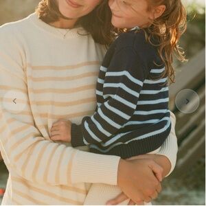 Minnow women's cream and tan stripe knit sweater